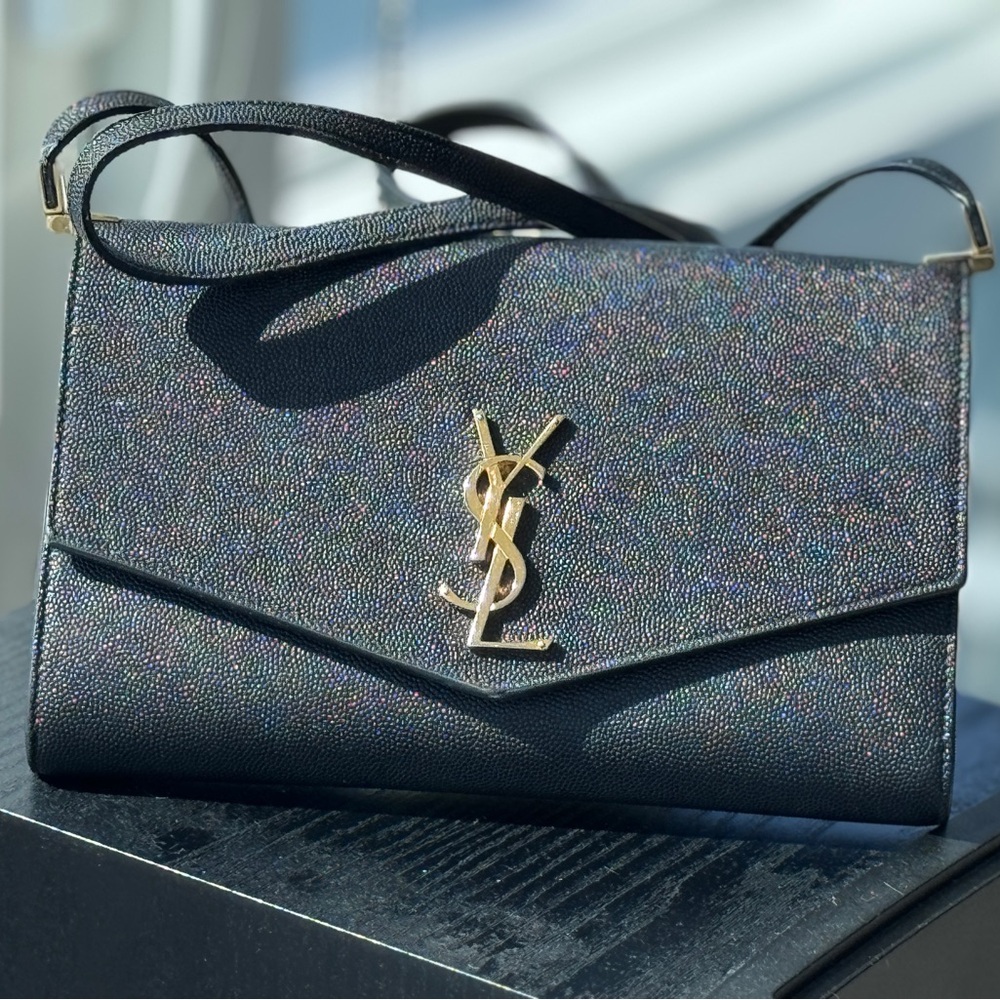 Saint Laurent Grain de Poudre Monogram Uptown Mini Crossbody